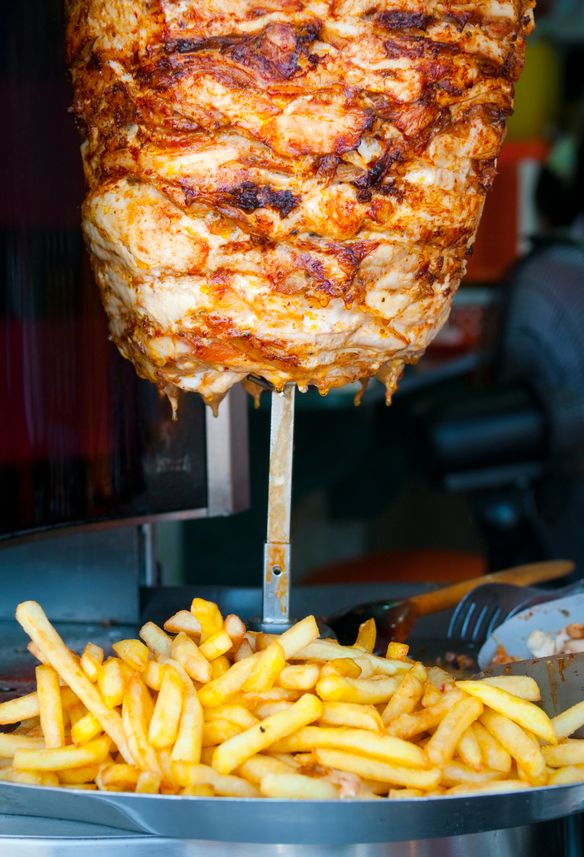 Chicken shawarma and fries in Istanbul, Turkey